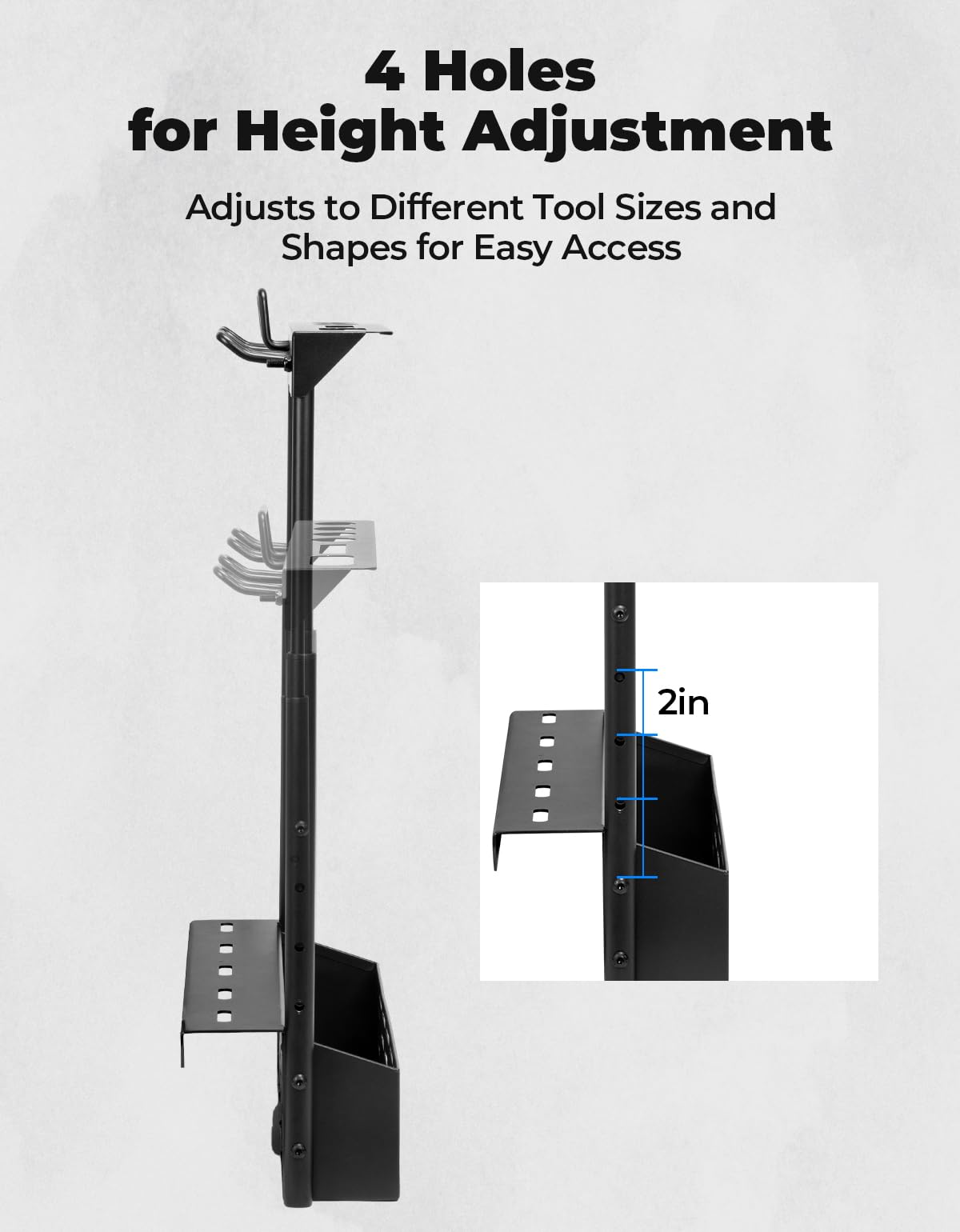 KEMIMOTO UTV Tool Rack Secure Various Tools Compatible with Polaris Ranger 1000/ XP 1000/ XP 900 2013-2025, Easy Installation Tool Carrier Support 133 lbs UTV Tool Holder Accessories Replace #2881533