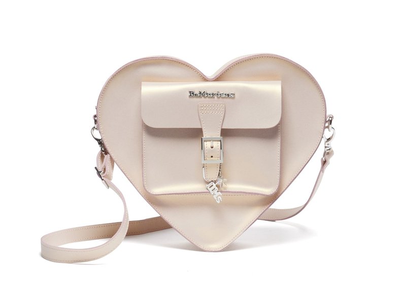 Dr. Martens Leather Heart Shaped Backpack, Powder Pink+Gold Shift