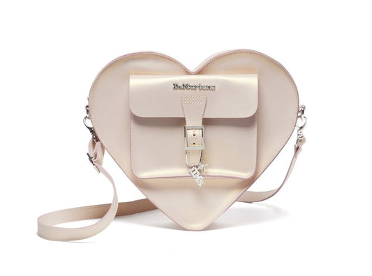 Dr. Martens Leather Heart Shaped Backpack, Powder Pink+Gold Shift