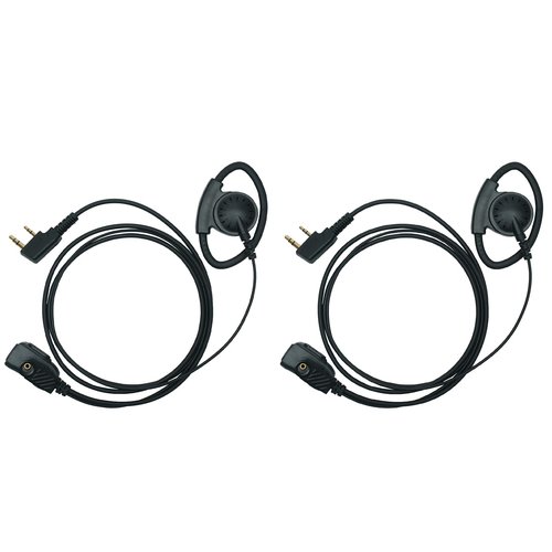 HEOPBIRD Walkie Talkie Earpiece with mic Ptt Headset Compatible with Walkie Talkie Brands Baofeng,Kenwood,Puxing,Wouxun 2 Way Radio 2 pin D Shape Accessories,2 Pack
