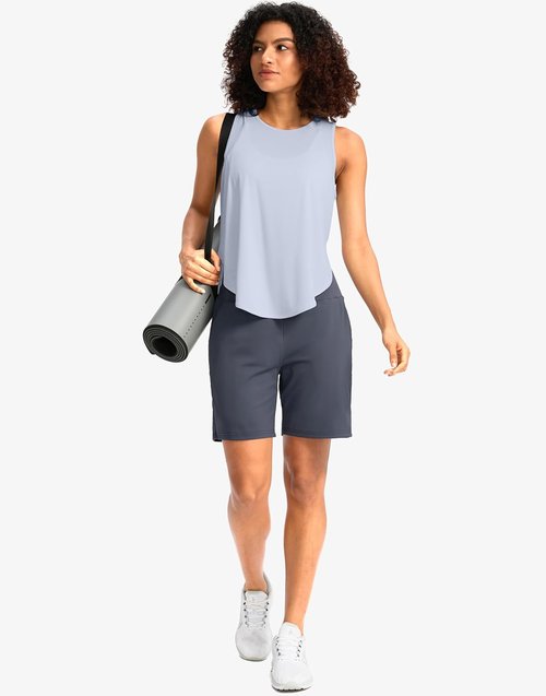G Gradual Women's Bermuda Shorts - High Waisted, Knee Length with Pockets for Athletic Workouts