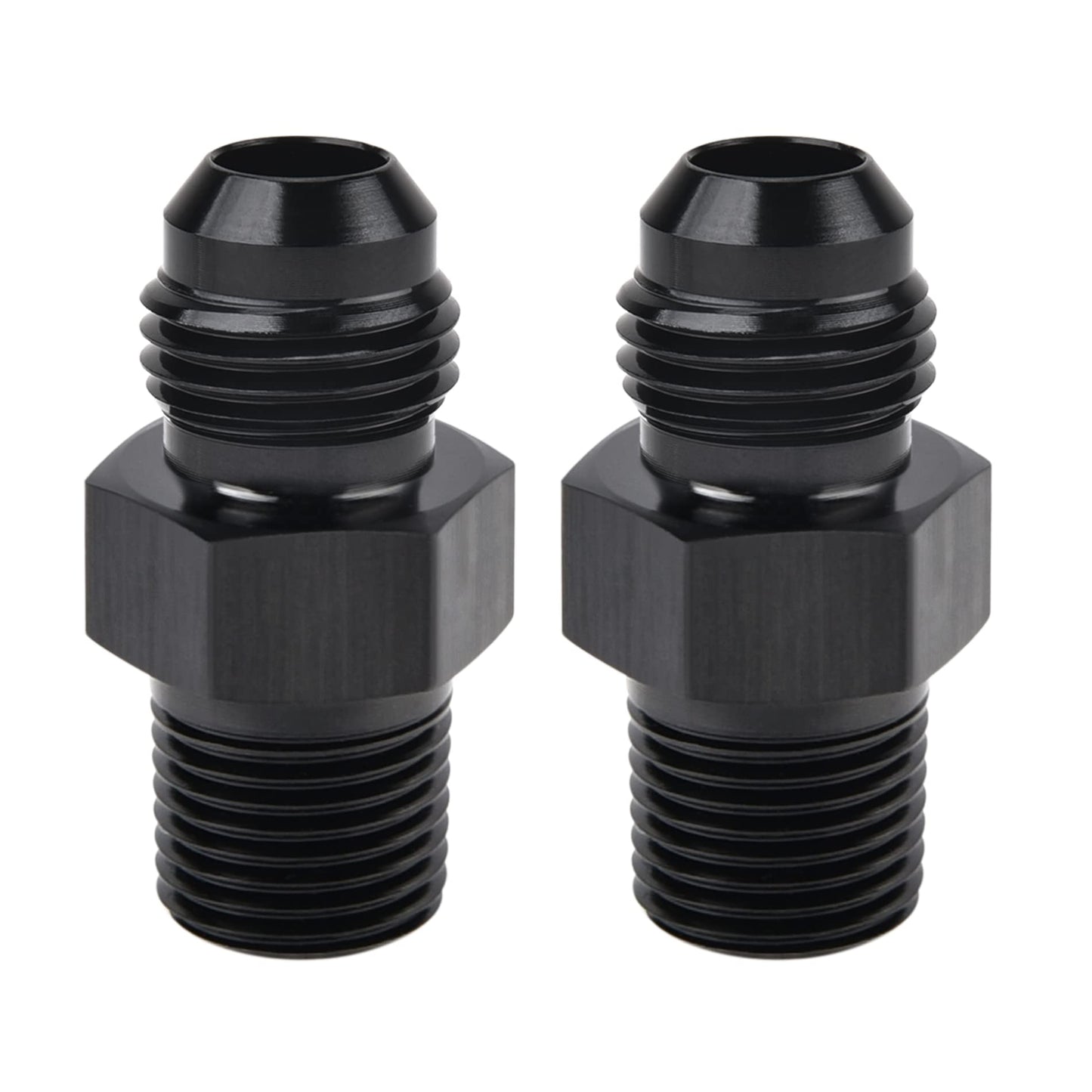 EVIL ENERGY 6AN Male Flare to 1/8" NPT Pipe Fitting Adapter Aluminum Straight Black 2PCS