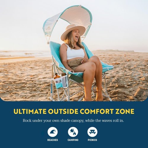 GCI Outdoor Pod Rocker Chair - Comfortable Outdoor Rocking Chair with Sunshade Canopy | Portable Design
