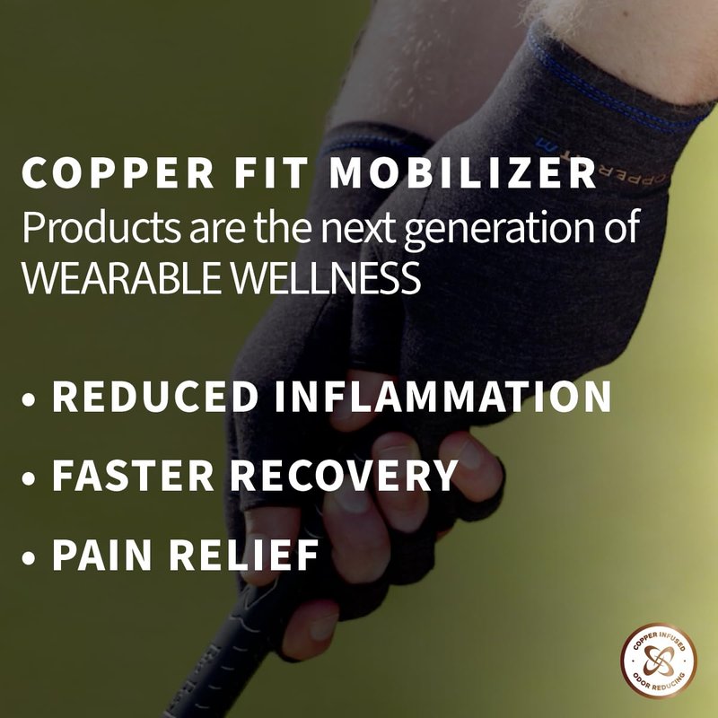 Copper Fit Mobilizer Hand Compression Gloves - For Men and Women (Small, Medium)