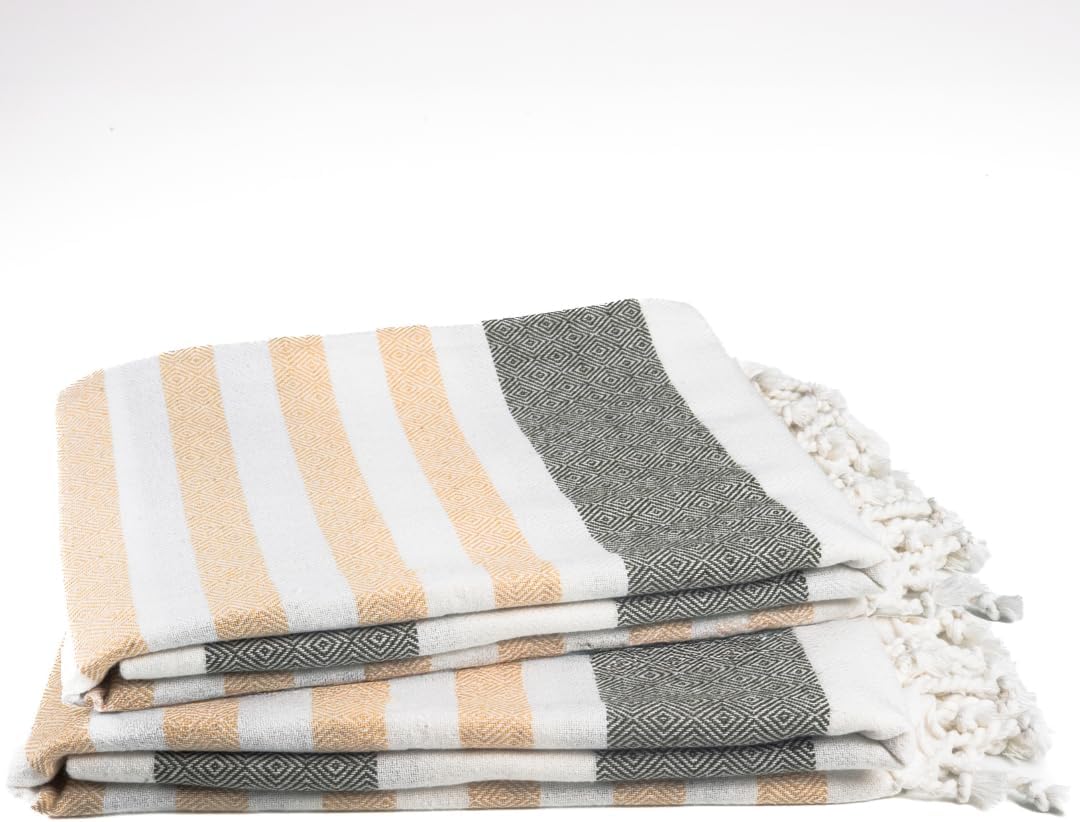 Skiennix Oversized Cotton Turkish Beach Towel - Quick Dry & Absorbent | 36"x72", Sage & Sand (2 Pack)