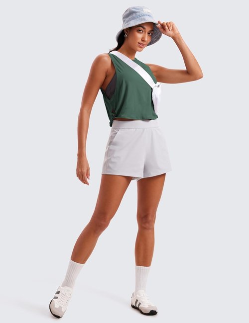 CRZ YOGA Pima Cotton Tank Tops for Women - Loose Sleeveless Workout & Yoga Shirts | Athletic Crop Design
