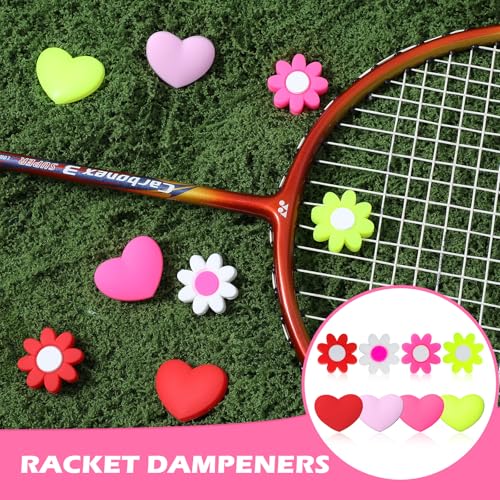 Tennis Dampeners - 8 Pack Shock Absorbers in Heart & Flower Shapes