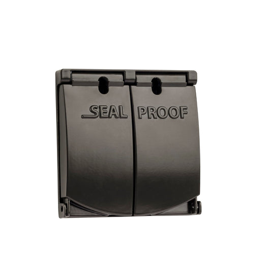 Sealproof 2-Gang Outdoor Weatherproof Metal Flat Electrical Outlet Receptacle Box Cover, Double Gang, 25-in1, UL Listed, Bronze