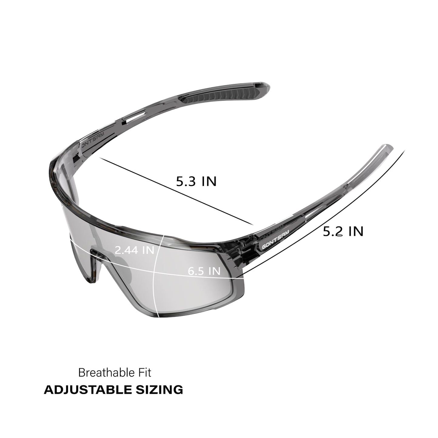 GONTSAM Polarized Cycling Glasses with Photochromic Effect, UV400 Protection, Sports Sunglasses with Winter Anti-Fog for Men & Women (Clear Gray)