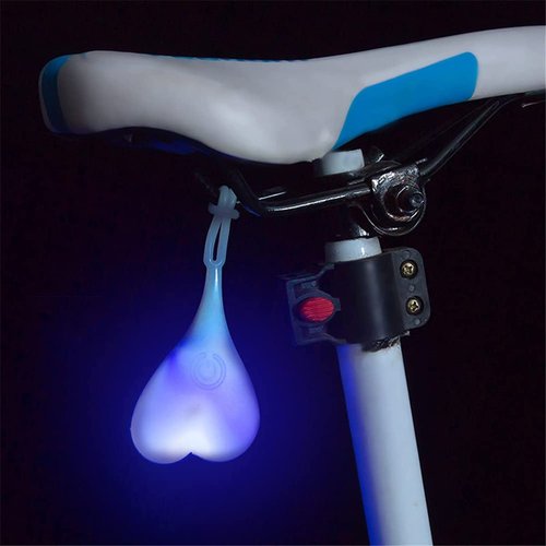 YUERWOVER Bike Balls Tail Light Silicone Cycling Creative Night Essential Reflectors Waterproof LED Warning Rear Light Heart Shaped Bicycle Seat Back Egg Lamp for Truck(Blue)