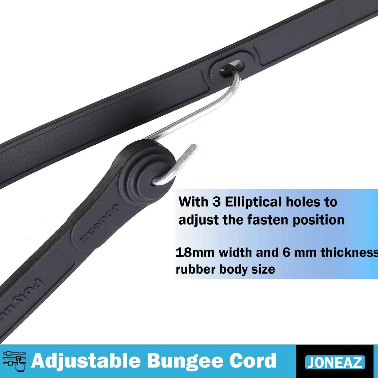 Joneaz Flat Silicone Rubber Bungee Cords with Hooks Adjustable, 36 inch, 4 Pack Heavy Duty Tie Down Straps，Above 150% Stretch