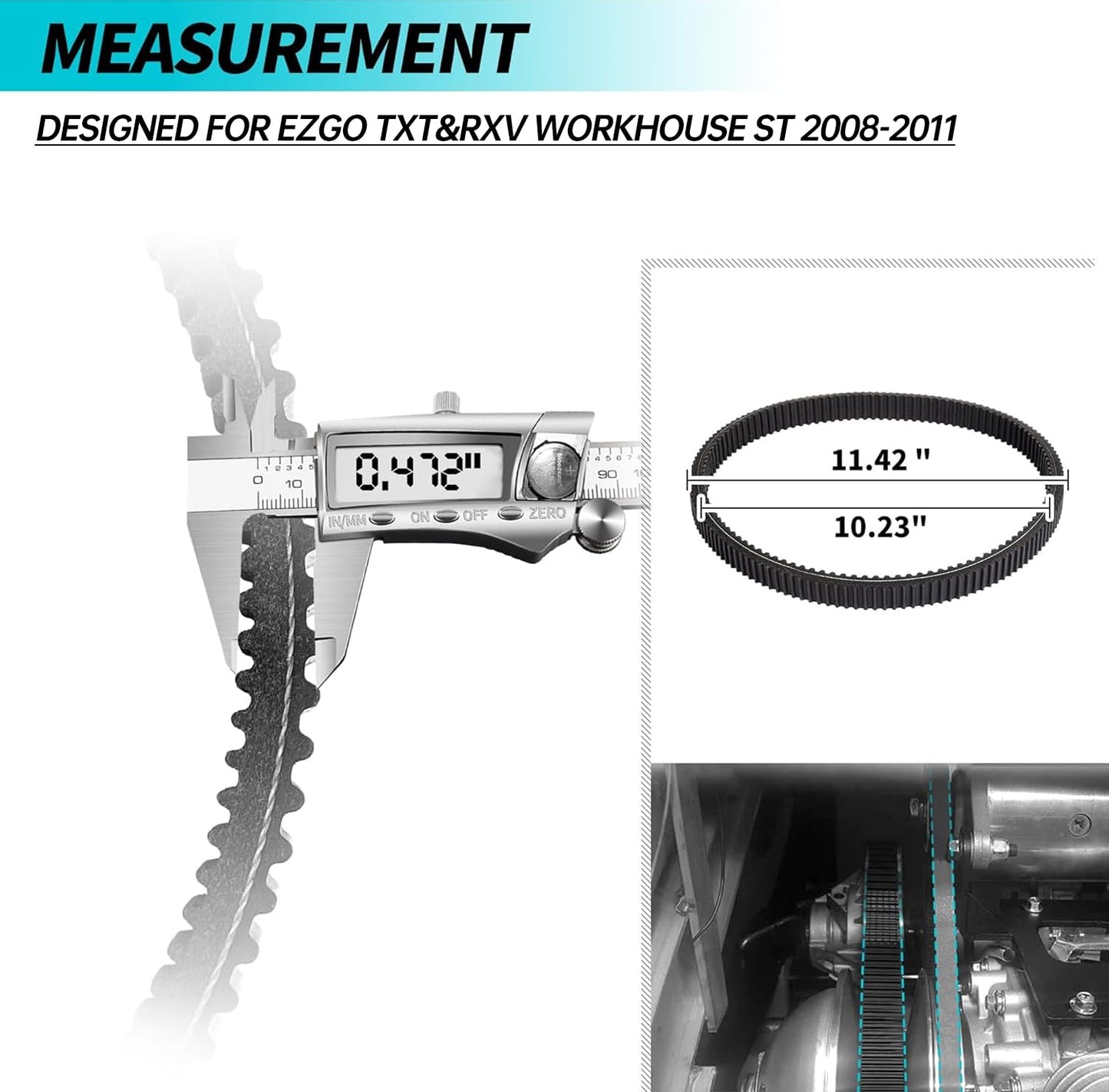 10L0L Golf Cart Clutch Drive Belt Kit for EZGO TXT&RXV Workhouse ST 2008-2011 Gas Carts with Kawasaki Motor,OEM 606136