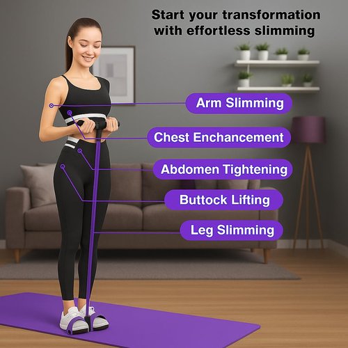 6 Tube Resistance Band with Pedal Puller for Home Gym Equipment – Multifunction Pedal Resistance Band with Handles – Manual Tension Training Pedal for Full Body Workout & Strength Training