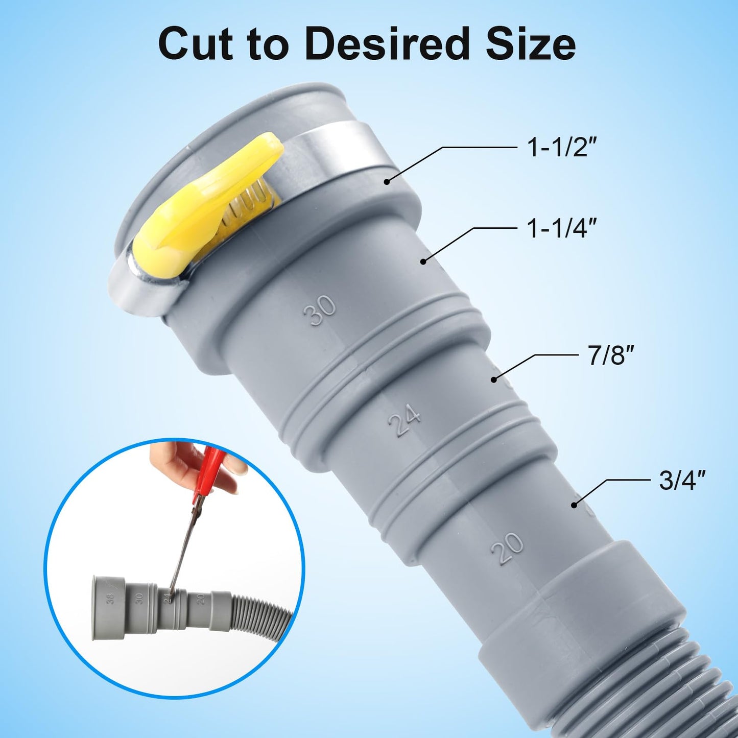 Elyfree Washing Machine Drain Hose, 6 Feet Universal Dishwasher Drain Hose Extension Kit Corrugated Washer Hoses, 7 PCS Set with 4 Clamps & 1 U-Bend Hose Holder