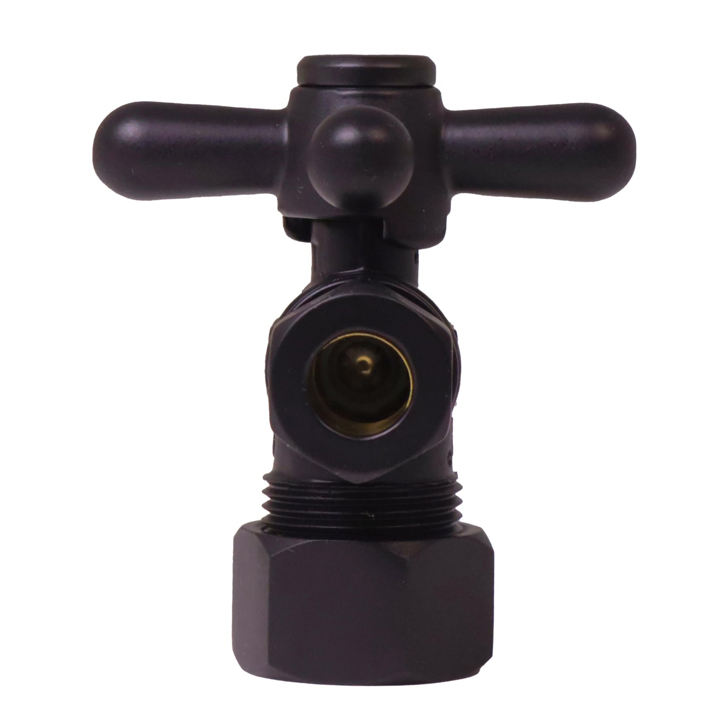 Westbrass D105BX-2-62 1/4-Turn Cross Handle Angle Stop Shut Off Valve, 5/8" OD x 3/8" OD, Matte Black (2-Pack)
