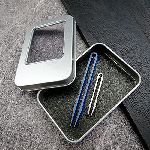 Mini Titanium Tweezers Set - 2pcs Portable EDC Tool - Blue
