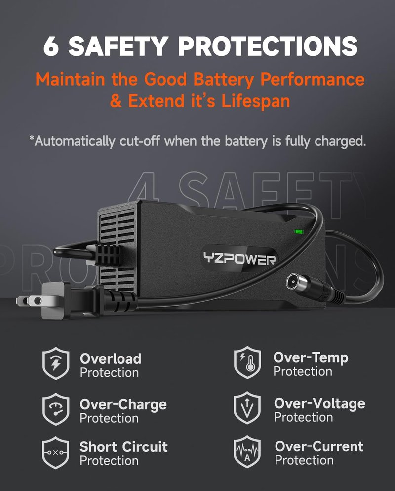 YZPOWER 42V 2A Scooter Charger for Segway Ninebot, Compatible with MAX G2 G30LP E2 Pro F65 F40 F30 D28 D40 ES2 ES4 E22 E45, Replacement Power Adapter for 36V Lithium Battery, RCA Round Charging Port
