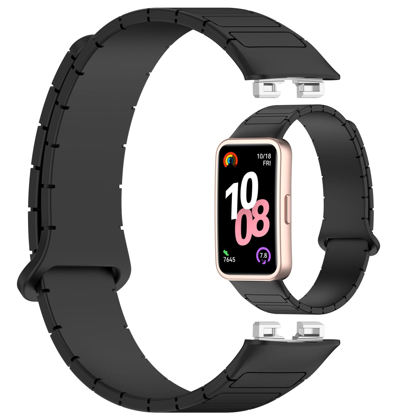 LOKEKE Compatible with Huawei Band 10 Replacement Wrist Strap - Replacement Magnetic buckle Silicone Wrist Watch Band Strap Compatible with Huawei Band 10/9/8(Black)