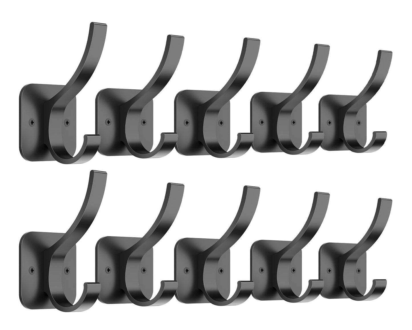 Optish Black Coat Hooks Wall Mount, Wall Hooks for Hanging, Towel Hooks Heavy Duty Backpack Hooks for Hat Coat and Towel (10Pack, Black)