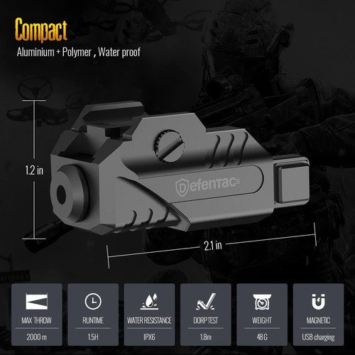 Defentac Laser Sight for Pistol/Handgun, Magnetic Rechargeable Beams for Guns W/a Rail, Compatible with Taurus G2C G3 G3C