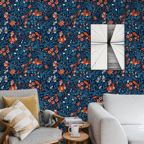 Peel and Stick Wallpaper,17.71"x118.1" Removable Waterproof Blue Tree Branch Wallpaper Decorative Vinyl Self-Adhesive Contact Paper for Living Room Bedroom Washroom Cabinet