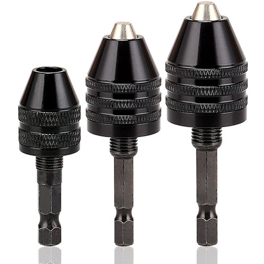 Resze Keyless Drill Chuck Adapter - 3Pcs Drill Chucks for Impact Driver, 1/4' Hex Shank Chuck Conversion Adapters