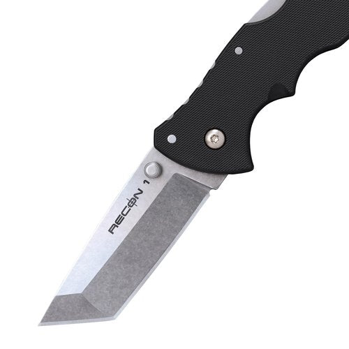 COLD STEEL Mini Recon 1 3" AUS10A Tanto Point Blade 4" GFN Handle Folding Knife w/Tri-Ad Lock, Ambidextrous Pocket/Belt Clip
