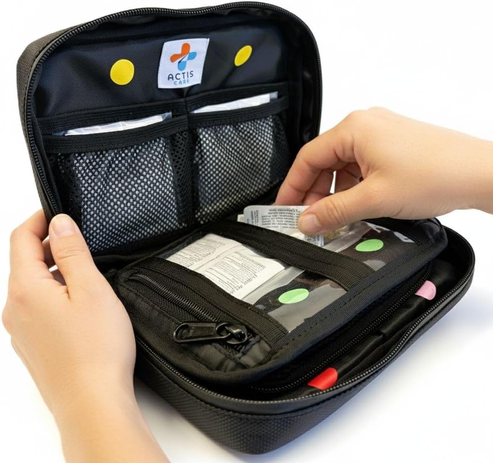 MediKit Medical Kit - 20 Essential Medications for Pain, Cold, Allergy & Stomach | Compact 6"x8" for Travelers