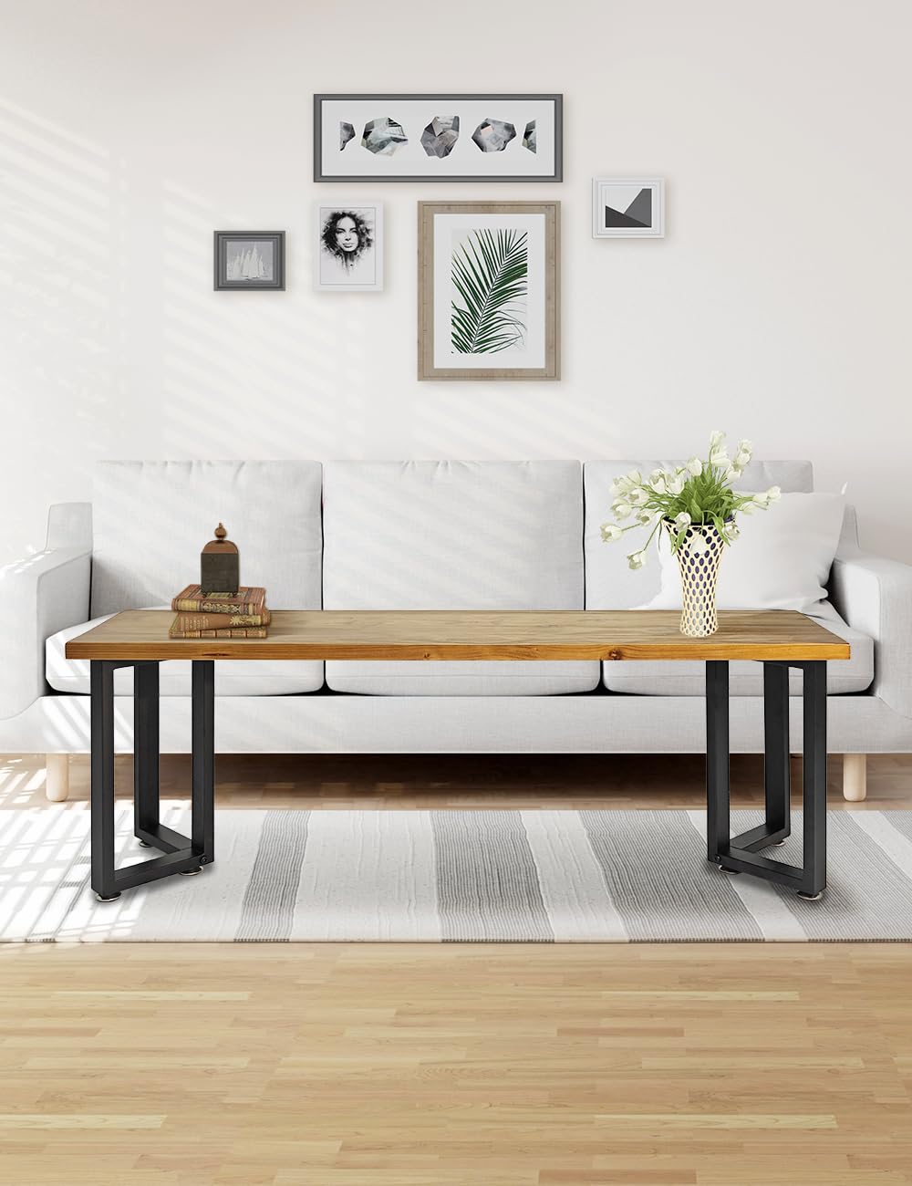 OLDRAINBOW Metal Dining Table Legs 16 Inch,Iron Coffee Table Legs V Shape,Black Heavy Duty Desk Legs