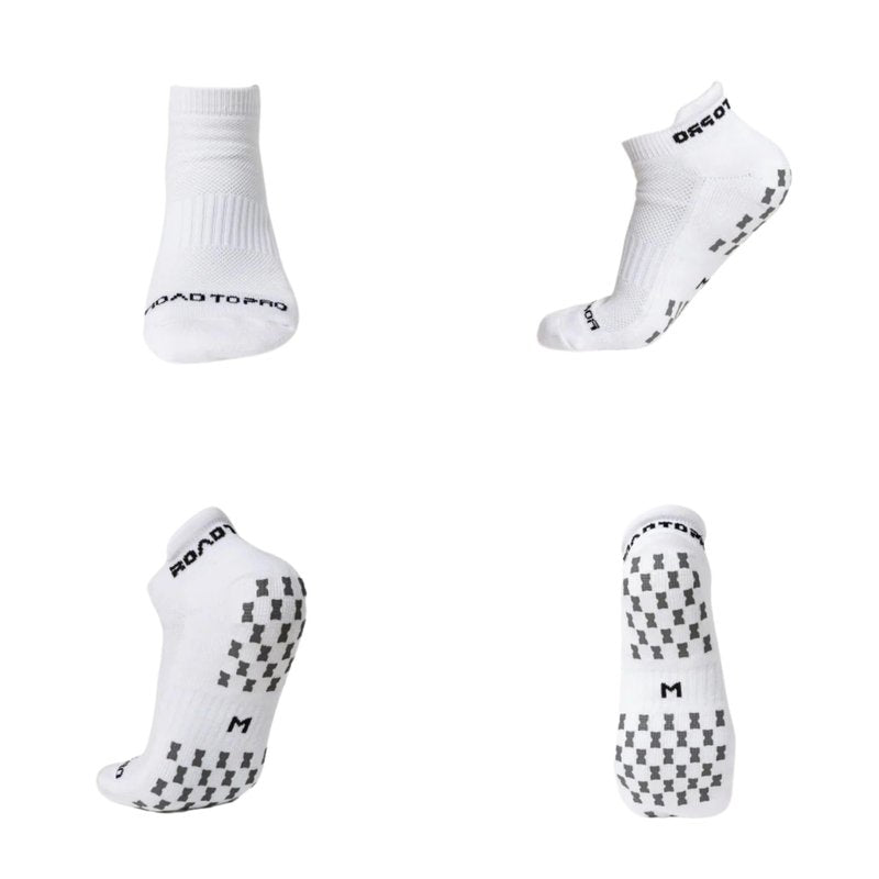 Road to Pro Ultragrip V2 Dual Sided Non-Slip Technology Ankle Socks (White, Medium)