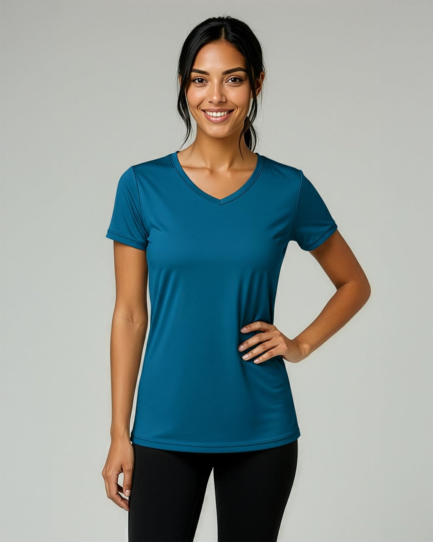 5 Pack Women's Dry Fit V Neck Workout Tops T Shirts Athletic Gym Yoga Tees