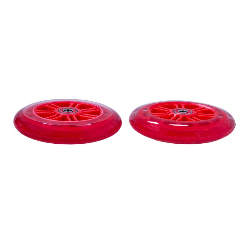 AlveyTech 125 mm Wheels for the Razor A3 Kick Scooter, Clear Wheel Red Hub (Set of 2)