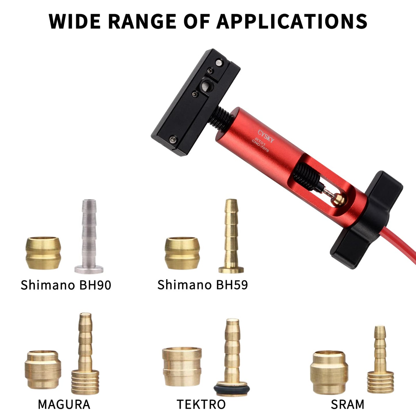 CYSKY 2 in 1 Upgraded Needle Driver Insertion Tool with Hydraulic Hose Cutter for MTB Road Bike, Olive Banjo Fitting Insert Install Tool (Red)