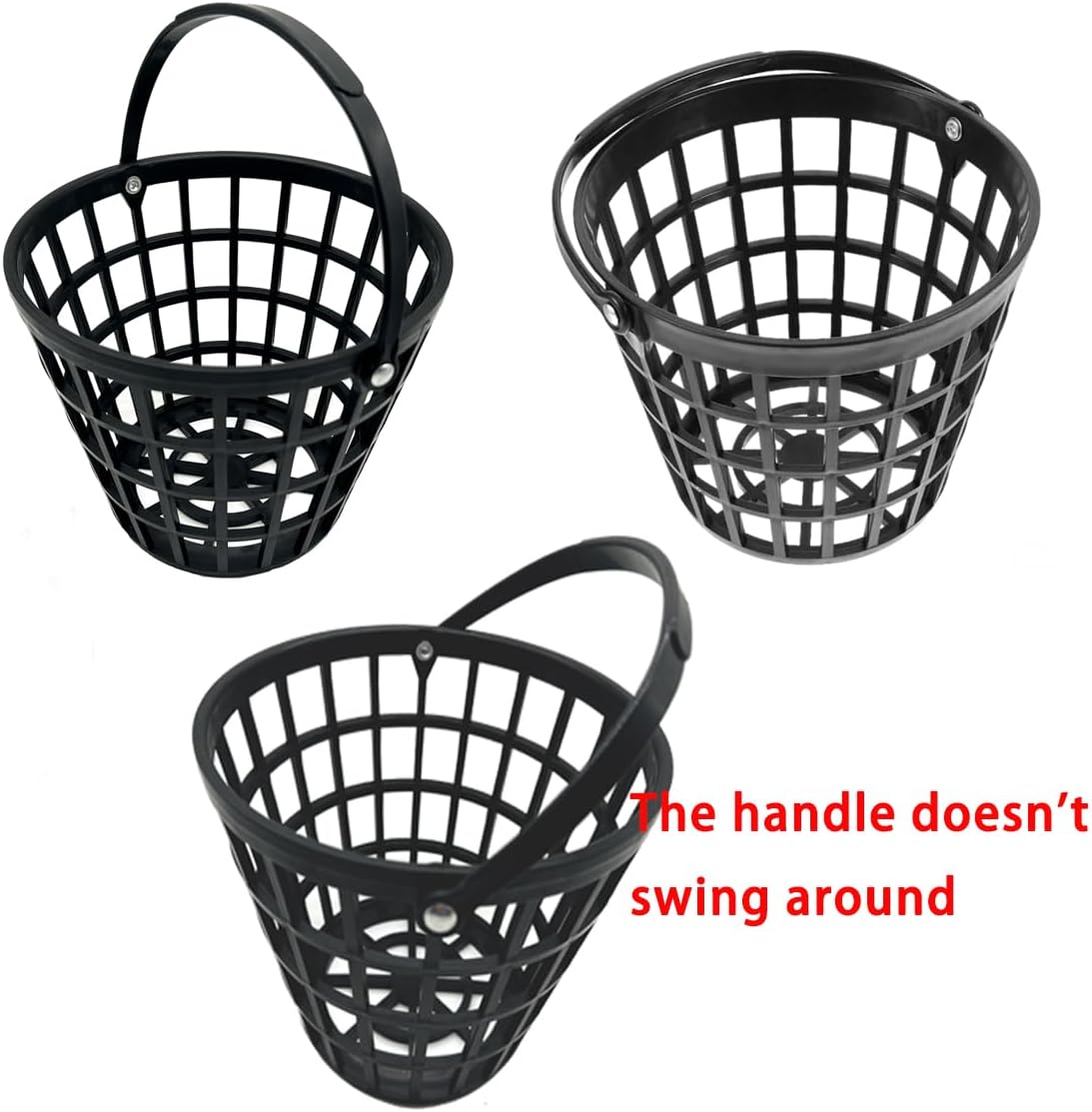 ZLY Golf Ball Basket - Durable Plastic Container with Handle | Holds 50 Balls - Black