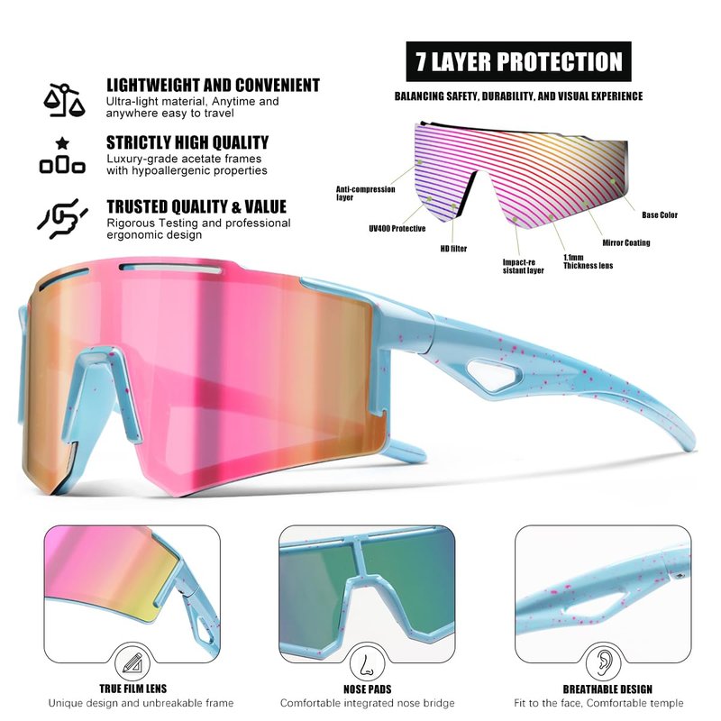 SQOQS 3PACK Kids Sunglasses Youth Baseball Sunglasses for Boys Girls - Softball Cycling Sports Sun Glasses UV400 Protection