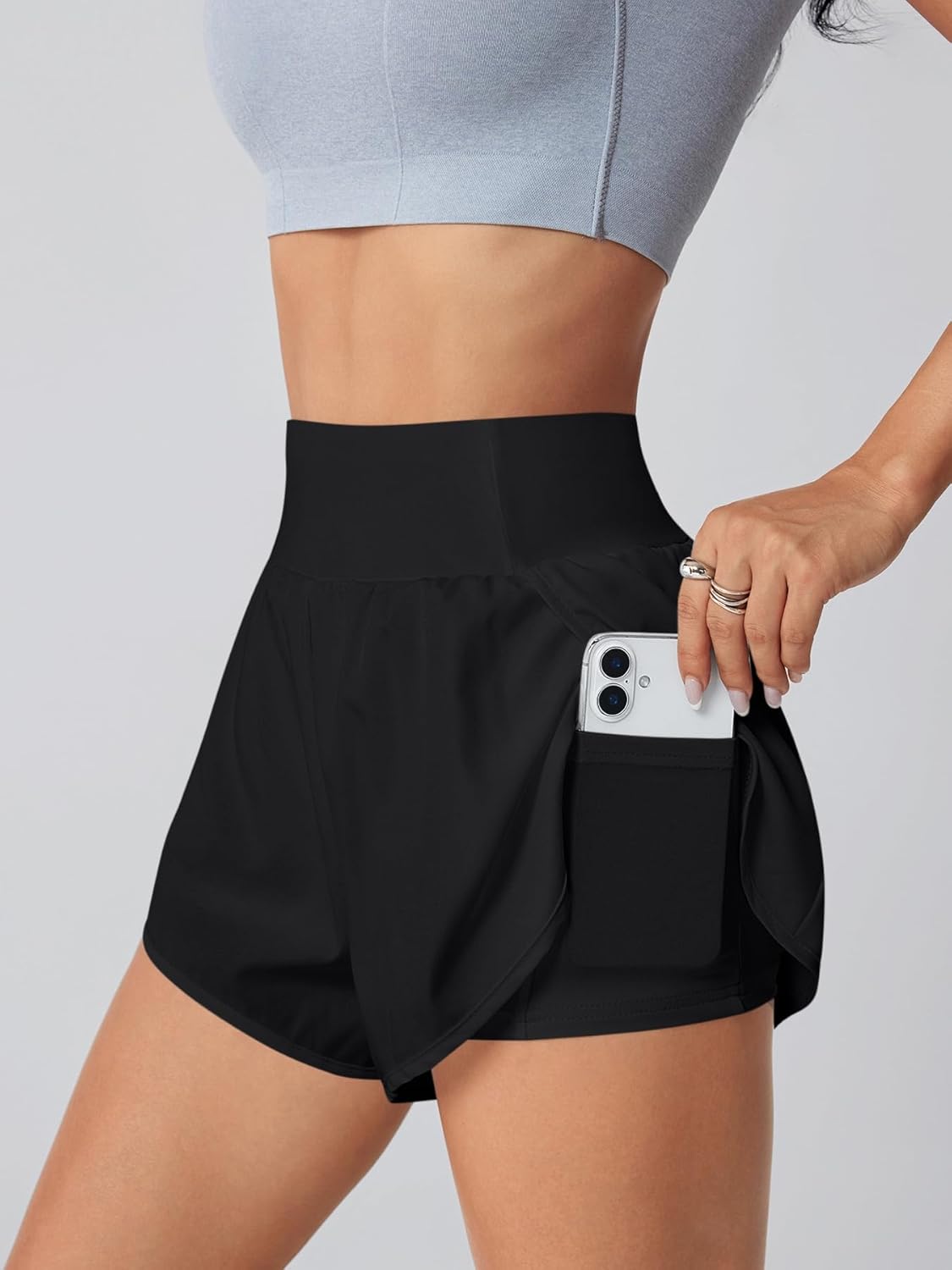 Skiennix Women's High-Waisted Athletic Running Shorts - 3" Dolphin Style with Pockets for Gym & Yoga