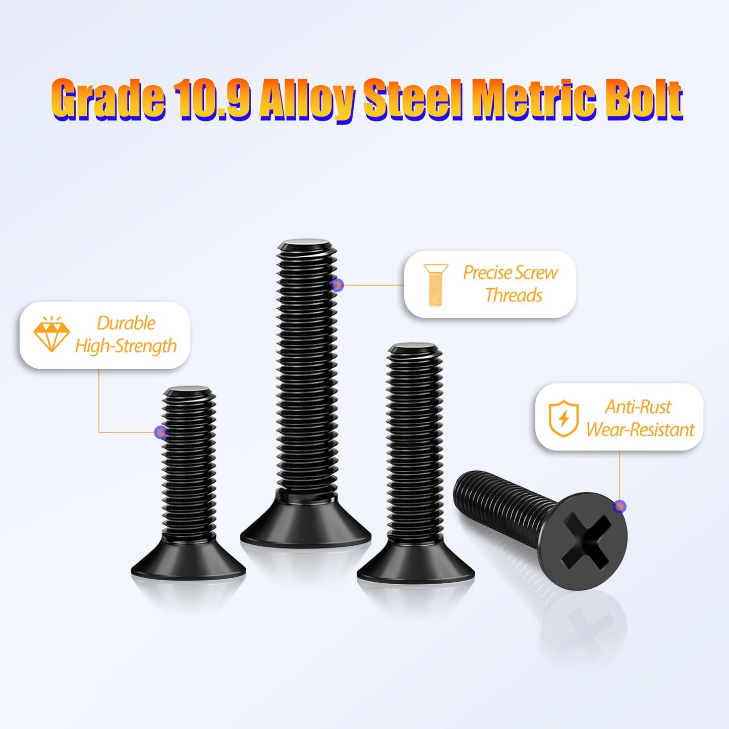 KADRICK 840Pcs M3 Countersunk Screws,M3 Flat Head Screws,Phillips Bolts Nuts Washers Assortment Kit,Zinc Plated,Lenth of 6MM-25MM