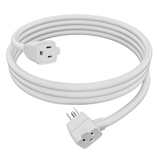 2-Outlet Extension Cord 4 FT, Pigtail 3 Prong Extension Power Cable, 45 Degree Plug Design, 16/3 Gauge Cold with Extra Socket on Plug, 13A 1625W 16AWG, Outlet Saver, Power Splitter, ETL Listed, White