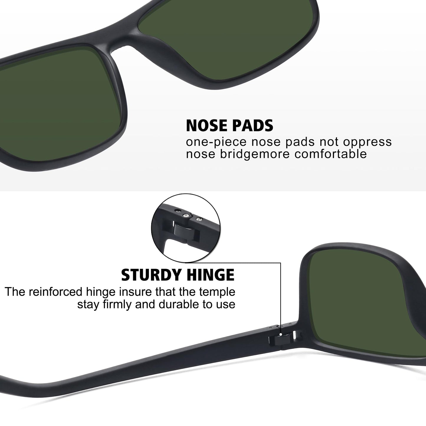 STORYCOAST Polarized Sunglasses for Men Women Classic Square Sports Fishing Running Golf Sun Glasses UV Protection 3Pack-Black+Brown+Dark Green