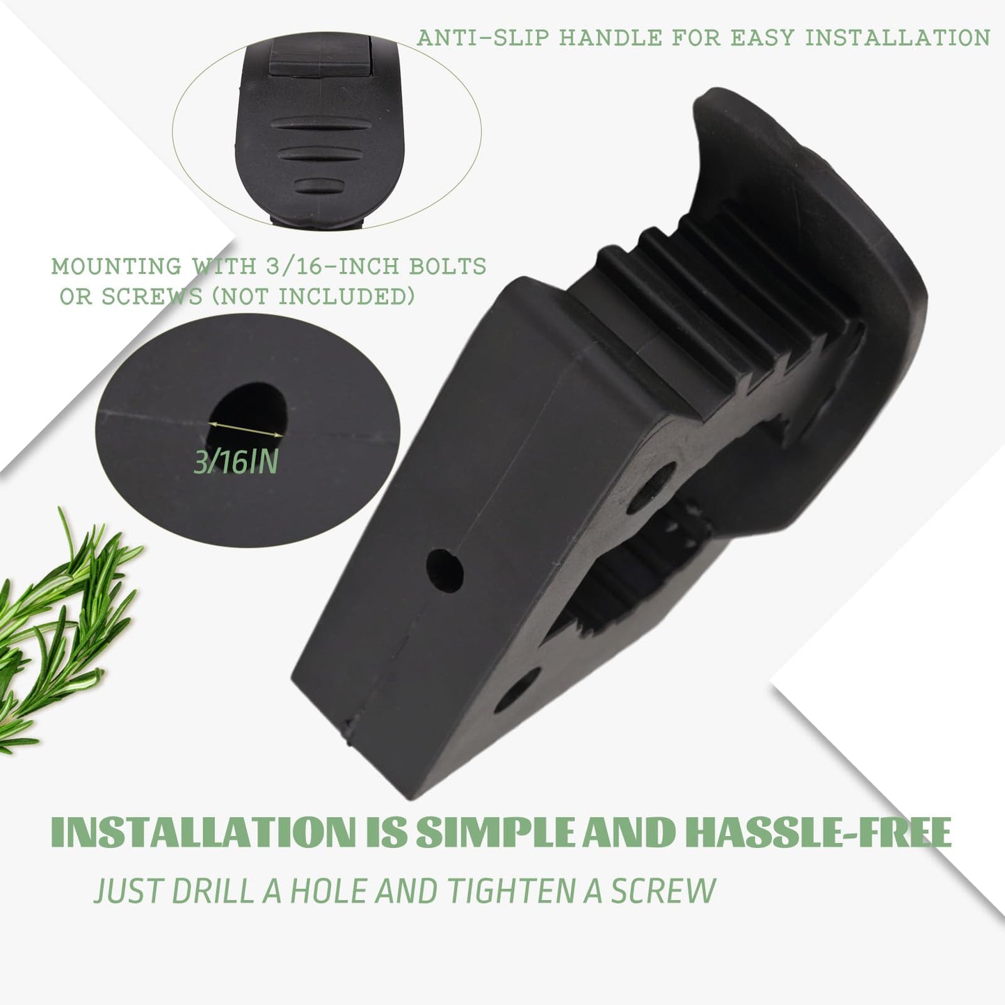 Quick-Release Clamp Mount Kit, Shovel Holder, Car Accessories for Roof Rack, 1-1/7" to 1-3/7" Diameter Tools (4Pcs), Black