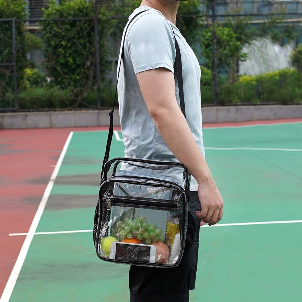 Skiennix Clear Stadium Approved Bag - Crossbody Messenger with Adjustable Strap for Events