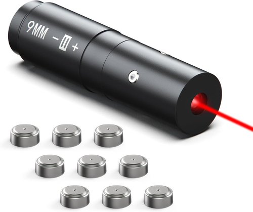 Feyachi Bore Sight 9mm Red Dot Laser - Precision Zeroing Tool with 3 Battery Sets