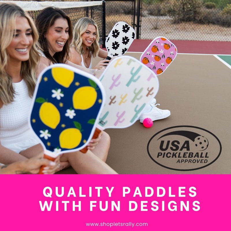 Let’s Rally USAPA Approved Fiberglass Pickleball Paddle – Cute Pickleball Paddle for Women, Indoor & Outdoor Pickleball Rackets (Flower Power)
