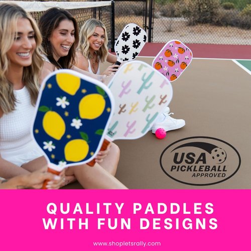 Let’s Rally USAPA Approved Fiberglass Pickleball Paddle (Palm Royale) – Cute Pickleball Paddle for Women, Indoor & Outdoor Pickleball Rackets