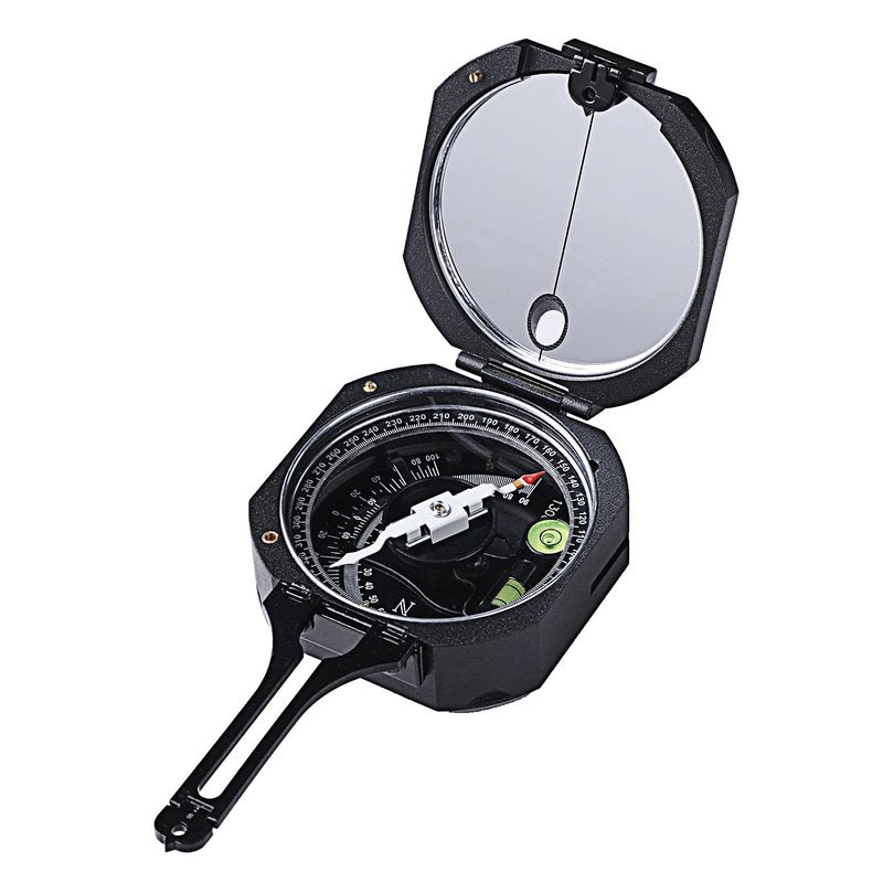 Portable Professional Geological Compass DQL-8 with Clinometer Aluminum Anti-Magnetic Hiking Compass with Mirror Compass with Leather Pouch for Surveyors Foresters Military Mine Meteorological