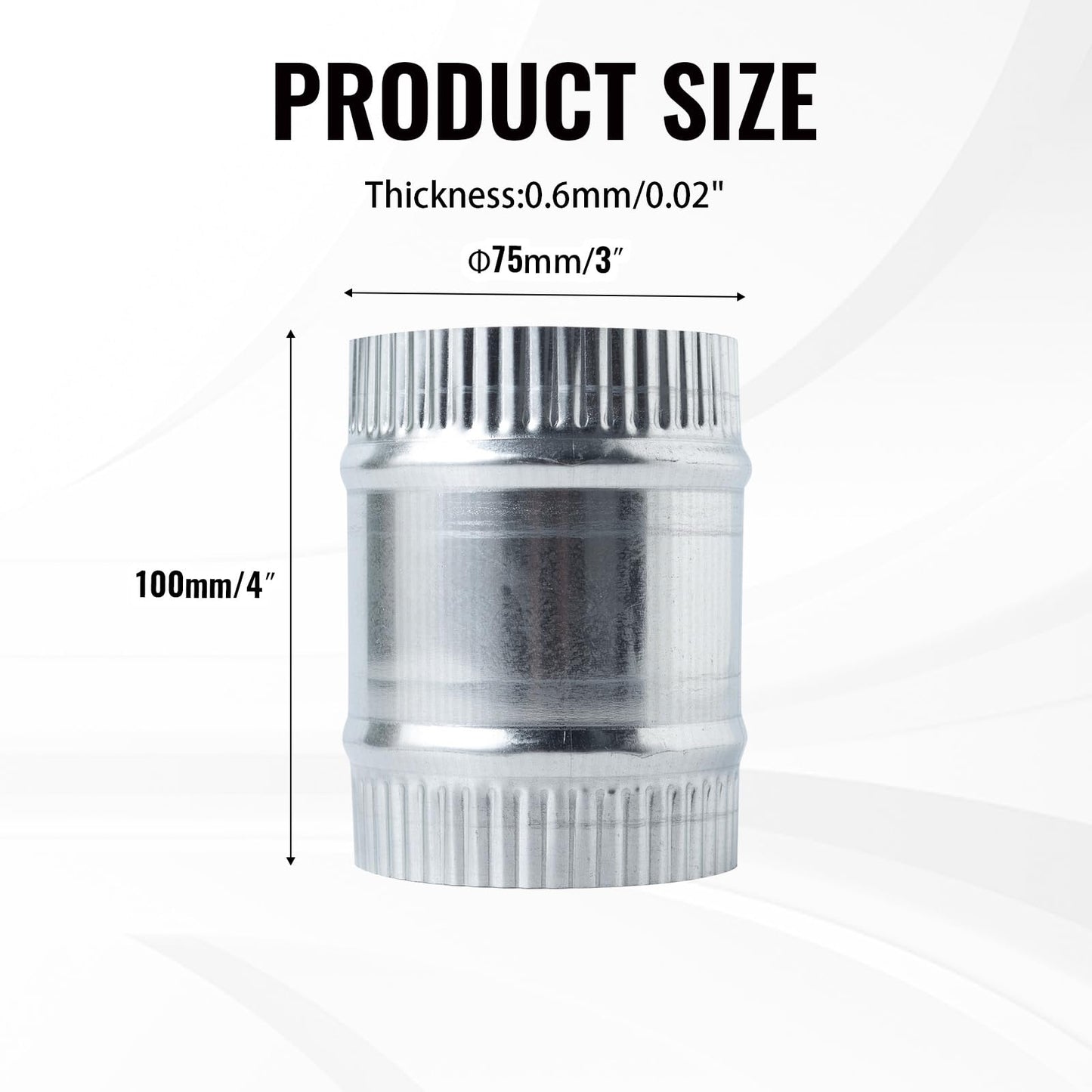 ZOWZEA 3 Inch Round Galvanized Steel Duct Connector - Metal Ventilation Pipe Coupler - Dryer Vent Hose Extension - HVAC Ducting Coupling for Straight Connection