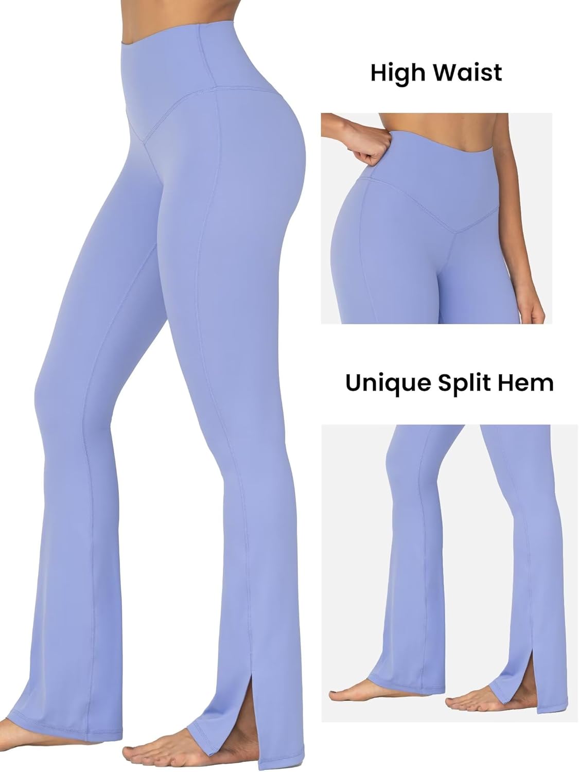 Sunzel High Waisted Flare Leggings - Split Hem Bootcut Yoga Pants with Tummy Control for Women