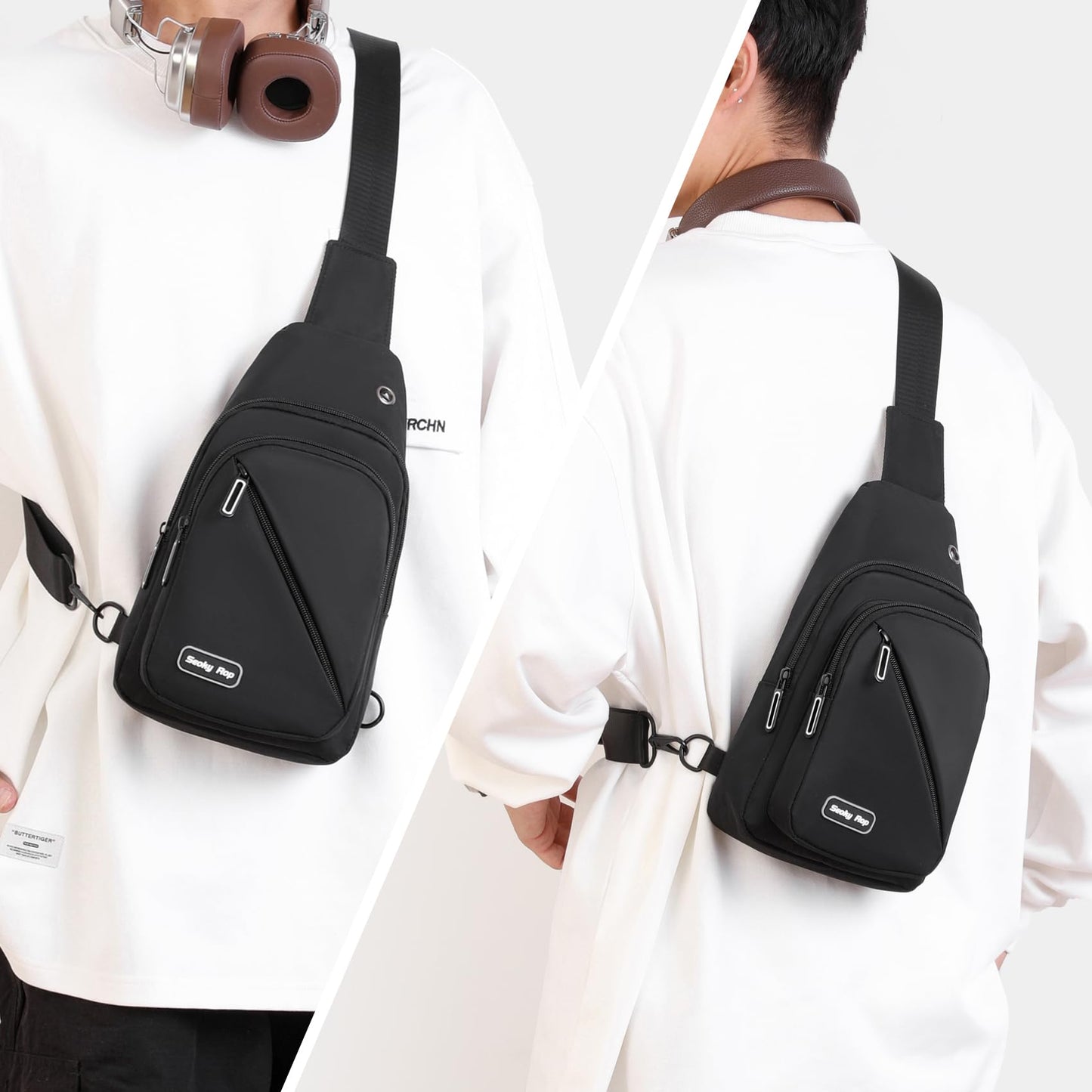 Seoky Rop Sling Bag for Men Women, Small Nylon Crossbody Bag Trendy, Casual Shoulder Chest Bag for Travel Running Hiking Red