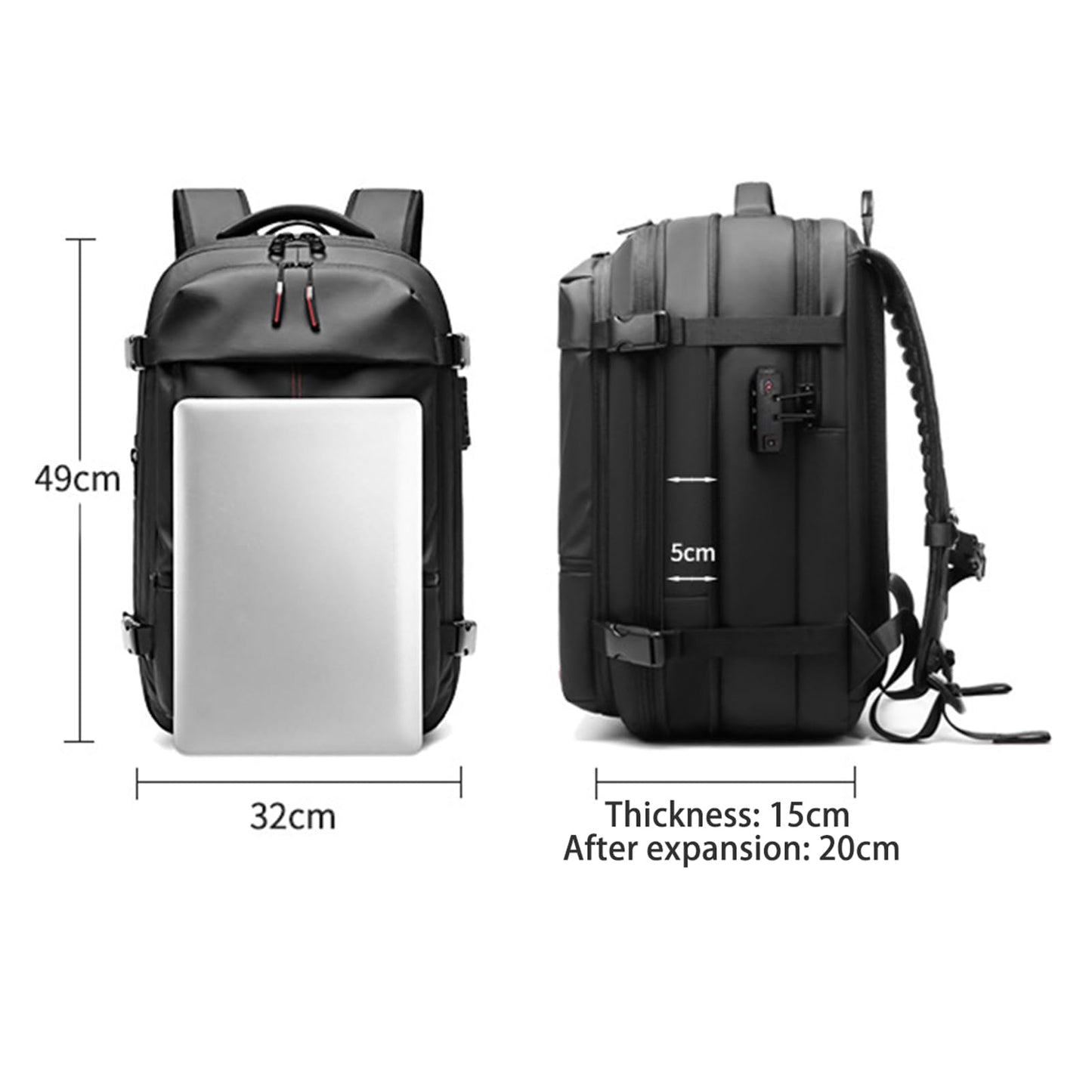 Vacuum Vacpack Backpack for Travel with Pump (Black)