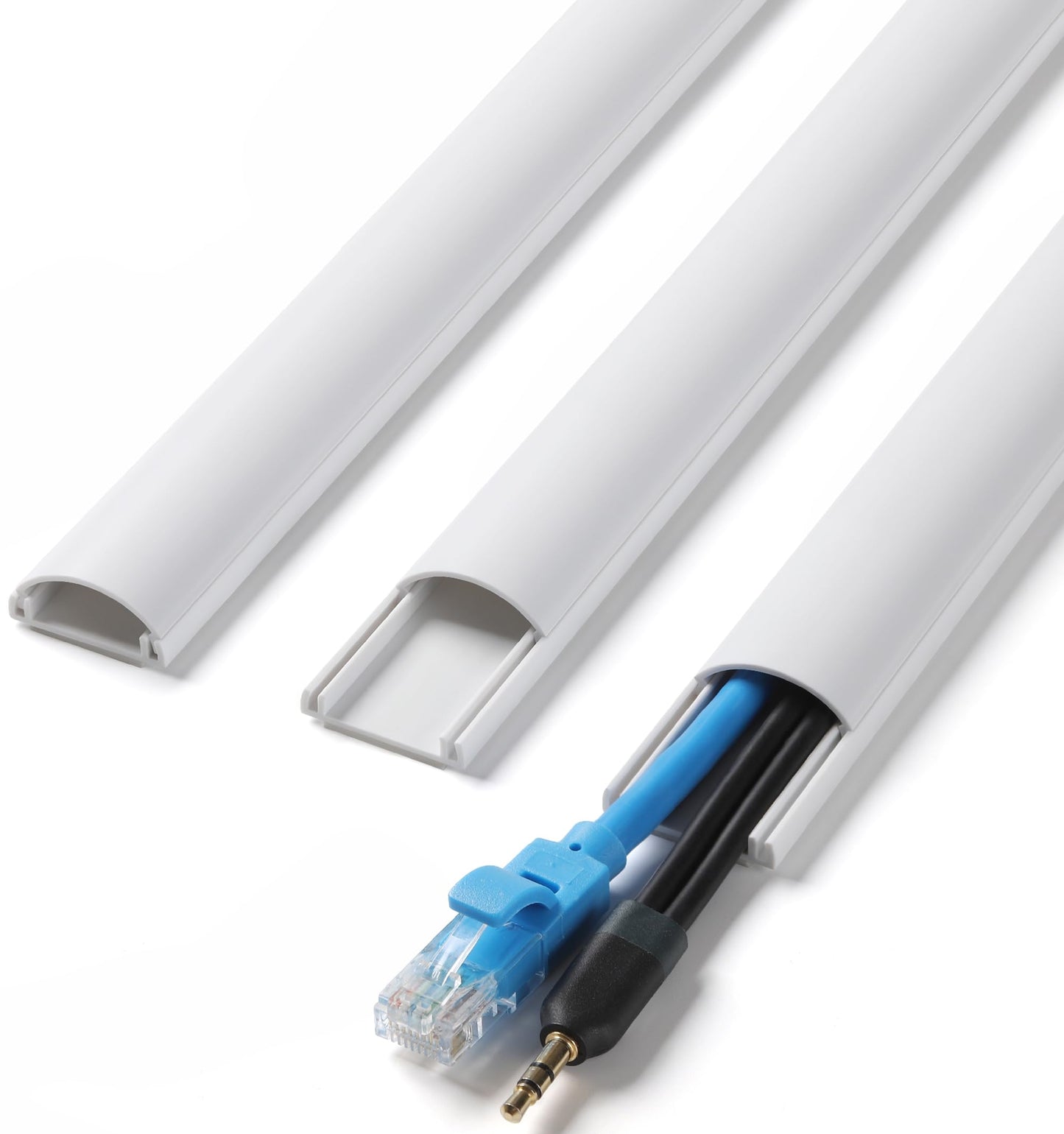 ZhiYo Cord Covers for Wires on Wall, 85in(6 x L14.2in) Cable Hider for Hiding 1-2 Cables, PVC Wire Covers for Cords on Wall Mount TV in Home or Office, White W1in x H0.41in